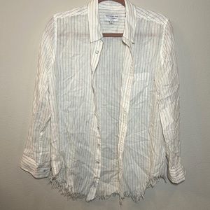 Nassau & Manhattan The Blue Shirt Shop Striped Linen Button Down Top Small